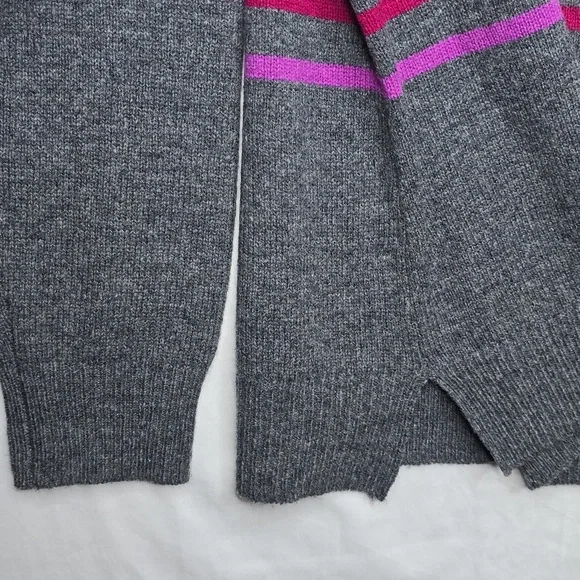 WoolOvers Crewneck Pullover Grey Rainbow Stripes Pure Merino Wool - Picture 4 of 8